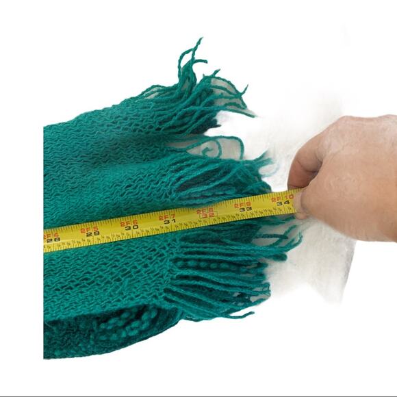 Tube scarf w/ tassel fray 2-tone teal green color - Picture 3 of 4